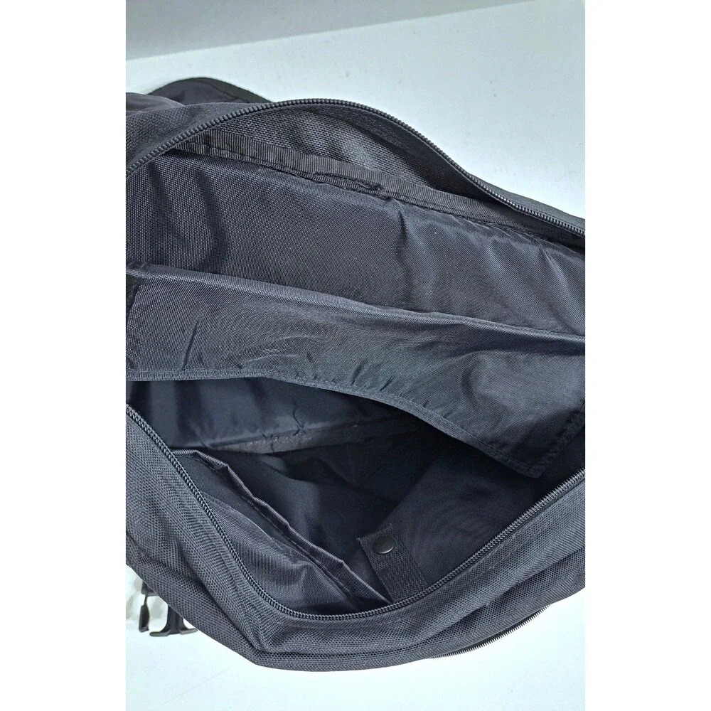 LL Bean Big Briefcase Messenger Bag Laptop Crossbody Black Blue Travel OFM42